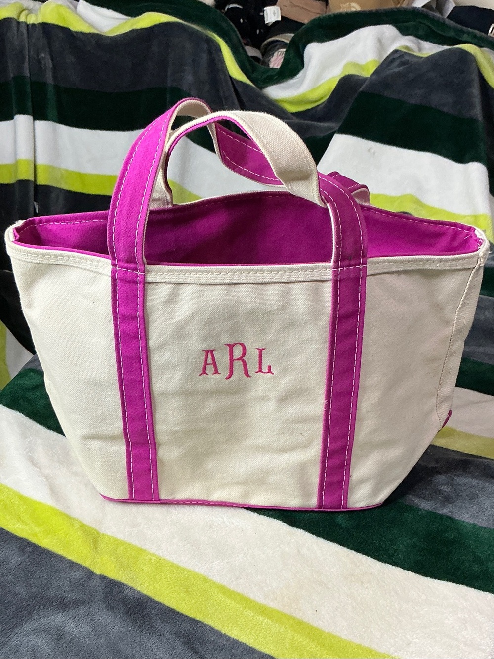 L.L. Bean Canvas Tote with Pink Trim
